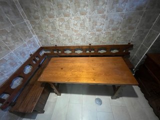 Mesa y Banco de Esquina de Madera Maciza