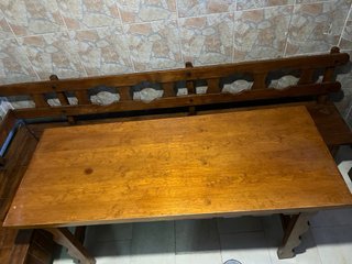 Mesa y Banco de Esquina de Madera Maciza