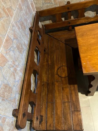 Mesa y Banco de Esquina de Madera Maciza