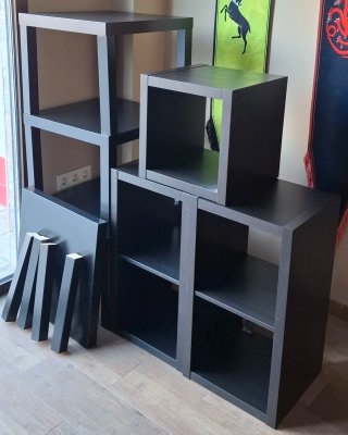 Lote estanterías y mesas Ikea Negro-Marrón