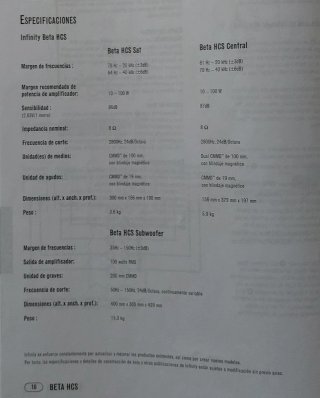 Infinity Beta HCS Altavoces (230V)