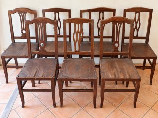 Lote de 10 sillas antiguas de madera para restaura