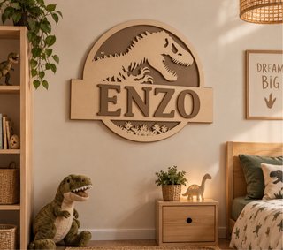 Cuadro Personalizado Dinosaurio de Madera