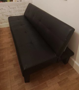Sofá Cama Negro Piel Sintética
