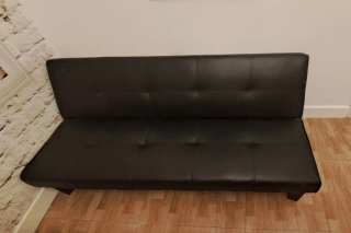 Sofá Cama Negro Piel Sintética