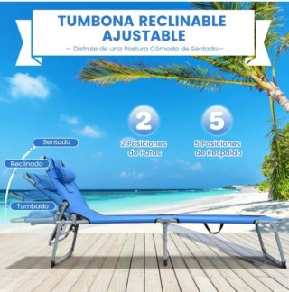 Tumbona Plegable COSTWAY OP70561BL 5 Posiciones