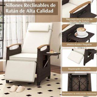 Silla Reclinable Jardin, Tumbona de Ratán