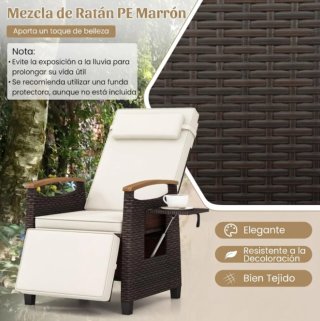Silla Reclinable Jardin, Tumbona de Ratán