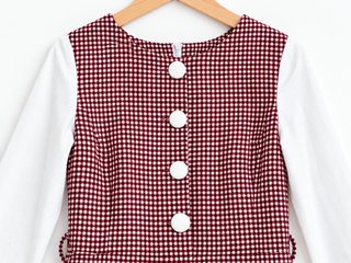 Vestido cuadros rojo y blanco con cinturón