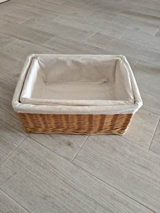 2 Cestas Mimbre Forradas Tela Beige