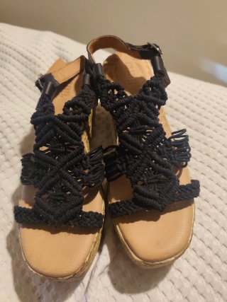 Sandalias Mustang Negras Crochet Talla 39