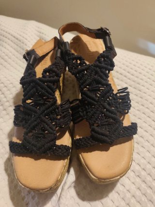 Sandalias Mustang Negras Crochet Talla 39