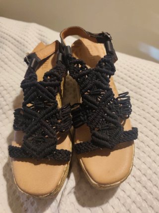 Sandalias Mustang Negras Crochet Talla 39