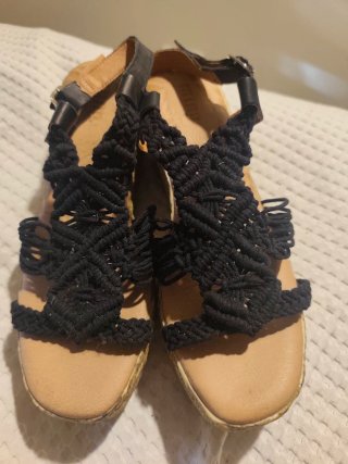 Sandalias Mustang Negras Crochet Talla 39