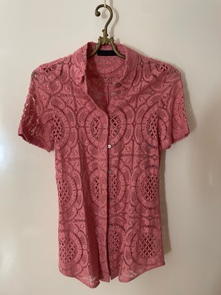 Camisa Burberry Prorsum Encaje Rosa T40 italiana