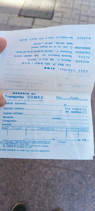 Hojas de Reparto Antiguas Transportes Gómez