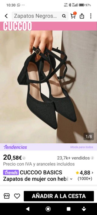 Zapatos CUCCOO Negros Mujer Talla 38