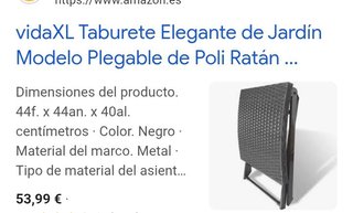 vidaXL Taburete plegable ratán sintético negro
