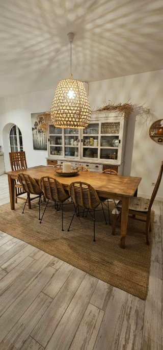 Conjunto comedor teca natural