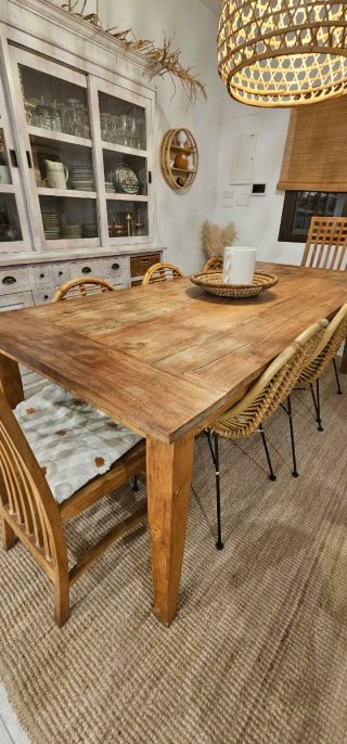 Conjunto comedor teca natural