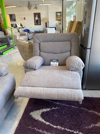 Sofá Reclinable Beige Tela