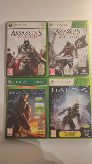 Lotto Xbox 360 - Halo 3,4 + Assassins Creed 2,4.