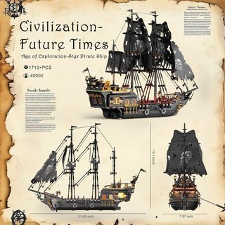 Set construccion barco pirata 1713 piezas NUEVO