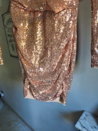 Vestido lentejuelas Shein dorado/rosa XS