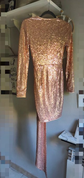 Vestido lentejuelas Shein dorado/rosa XS
