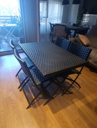 Conjunto mesa y 4 sillas terraza ratán