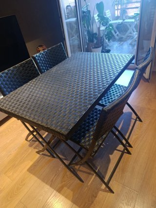 Conjunto mesa y 4 sillas terraza ratán