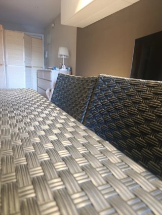 Conjunto mesa y 4 sillas terraza ratán
