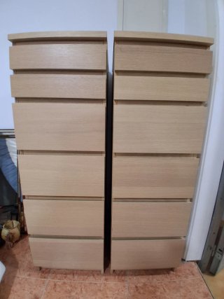 Juego de 2 cómodas de madera 7 cajones
