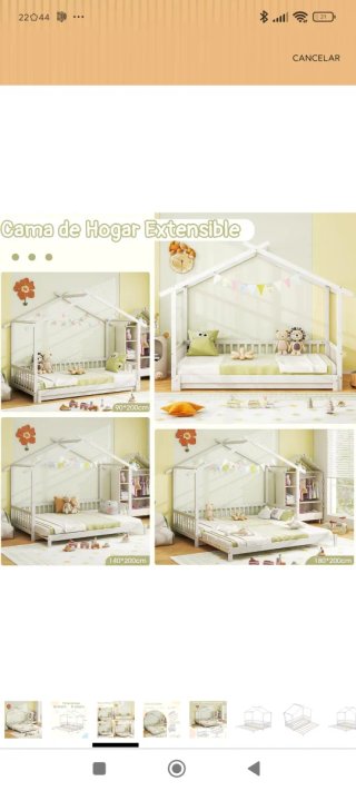 Cama Montessori Infantil Madera Blanca extensible