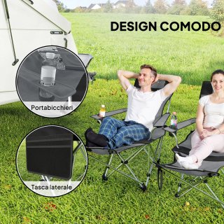 Juego de 2 sillas de camping plegables con reposap