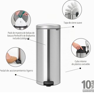 Brabantia NewIcon - Cubo de basura de pedal de 30