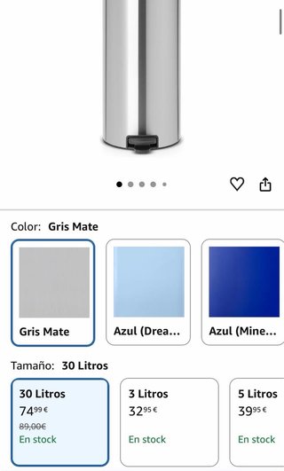 Brabantia NewIcon - Cubo de basura de pedal de 30