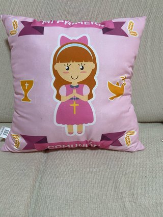 Cojín Mi Primera Comunión Rosa
