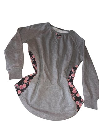 Felpa Tezenis Grigia da Donna con Inserti Floreali