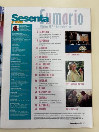 Revista Sesenta y Más nº 199, Noviembre 2001