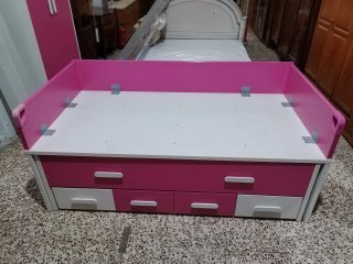 Cama nido infantil rosa y blanca