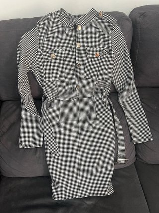 Vestido de cuadros blanco y negro