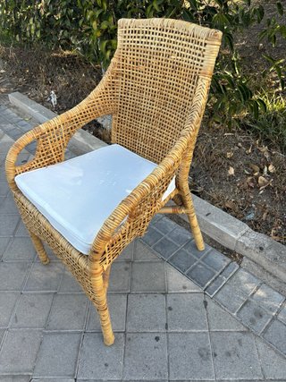 Silla de Mimbre con Cojín