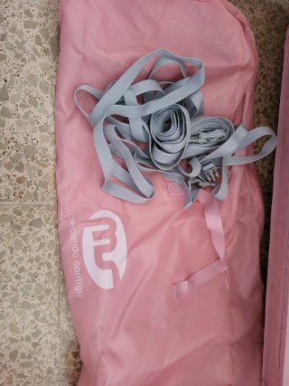 Minicuna colecho rosa y gris