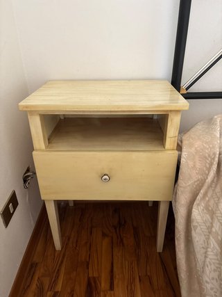 Coppia Comodini Shabby Chic Vintage Legno Crema