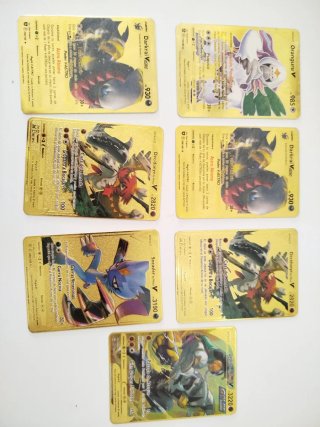 Lote de 7 Cartas Pokémon Doradas