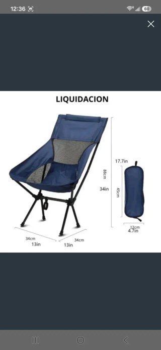 Silla de Camping Plegable Azul