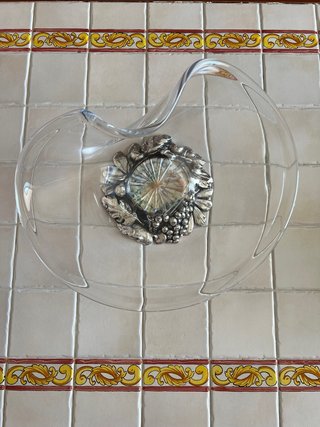 Centro tavola vetro con decoro uva
