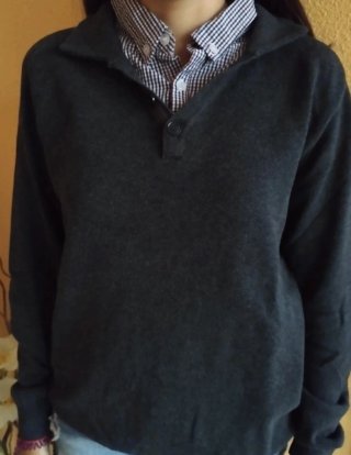 Jersey gris y blanco hombre