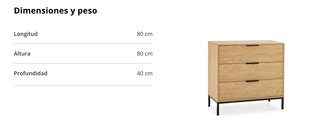 Cómoda roble 3 cajones Maisons du Monde